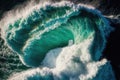 Big crashing wave. Aerial view of stormy ocean