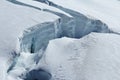 Big crevasse on the Aletsch glacier Royalty Free Stock Photo