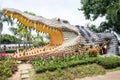 Big crocodile statue in public park of Bueng See Fai, Phichit Province, Thailand.