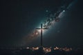 big cross against the background of the night starry sky Generative AI Royalty Free Stock Photo