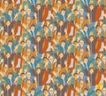 Big crowd happy people seamless pattern.