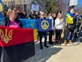 Big Crowd Holding Signs at the Rally at the Russian Embassy