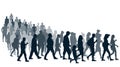 Big crowd of people moving in queue. .Society, silhouette of people. Vector illustration Royalty Free Stock Photo