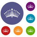 Big crown icons set Royalty Free Stock Photo