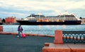 A big cruise liner on the port in St. Petersburg