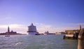 Big cruise ship cross Venice to Giudecca Canal Royalty Free Stock Photo