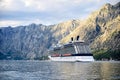 Big cruise ship in the Kotor bay Royalty Free Stock Photo