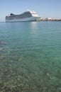 Vertical shot with cruise ship on the Mediterranean Sea Royalty Free Stock Photo