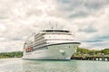 Big cruise ship, white luxury yacht in sea port, Antigua Royalty Free Stock Photo