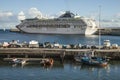 A big cruiser ship in the harbor of Funchal, Madeira.