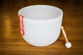 Big crystal singing bowl solo close up Royalty Free Stock Photo