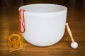 Big crystal singing bowl solo close up Royalty Free Stock Photo