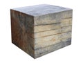 The big cube is cut out from a trunk of an old aged oak trunk isolated Royalty Free Stock Photo