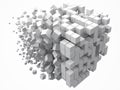 Big cubic data block. made with smaller white cubes. 3d pixel style vector illustration.
