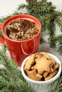 Big cup of coffee. Gingerbread Cookie. NewYear. Delicious recipe Royalty Free Stock Photo