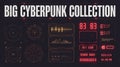 Big Cyberpunk UI Kit with HUD Elements - Futuristic Orange & Red Tech Display Graphics Royalty Free Stock Photo