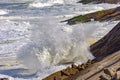 Big, dangerous waves during tropical storm Royalty Free Stock Photo