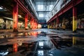 dirty industrial-looking storage area warehouse Generative Ai Royalty Free Stock Photo