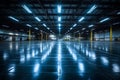 big, dark, empty, industrial-looking storage area warehouse Generative Ai Royalty Free Stock Photo