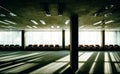 big dark modern hall with many columns Royalty Free Stock Photo