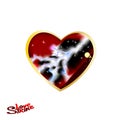 A Big Dark red Heart. Vector. Illustration of love and hearts with thunder. A lightning strike for Valentine day. Symbol stormy lo Royalty Free Stock Photo