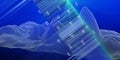 Big data. Abstract analytical background with wireframe algorithm analyze data and blurred lines. Quantum cryptography concept. Royalty Free Stock Photo