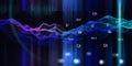 Big data. Abstract background with triangles  wireframe algorithm analyze data and blurred lines. Quantum cryptography concept. Royalty Free Stock Photo