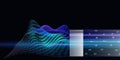 Big data. Abstract background with wireframe wavy algorithm analyze data with blurred lines.  Quantum cryptography concept. Royalty Free Stock Photo