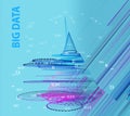 Big data. Abstract concept of radial algorithm analytics. Quantum virtual cryptography. Business visualization of artificial