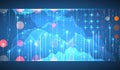 Big Data. Abstract digital futuristic wireframe vector illustration on technology background. Data mining and management concept.