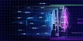 Big data. Abstract futuristic concept of algorithm analysis. Blockchain. Quantum virtual cryptography. Business visualization of Royalty Free Stock Photo