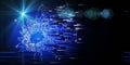 Big data. Abstract technology  background with polygonal grid analyze and blurred lines.  Analytics algorithms data.  Quantum Royalty Free Stock Photo