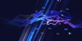 Big data. Abstract technology  background with triangle  wireframe algorithm analyze and blurred lines. Quantum cryptography. Royalty Free Stock Photo