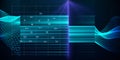 Big data. Abstract  technology visualization of wavy grid artificial intelligence.  Big data. Quantum virtual cryptography. Royalty Free Stock Photo