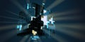 Big data.  Abstract visualization analyze algorithm big group cubes data. Quantum virtual cryptography. Virtual reality concept Royalty Free Stock Photo