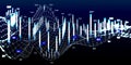 Big data. Abstract visualization analyze algorithm wavy grid data defocus. Quantum virtual cryptography concept with wireframe Royalty Free Stock Photo