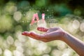 Big data AI analytics visualization technology with scientist analyzing information structure on virtual screen, machine learning Royalty Free Stock Photo