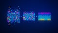 Big data analysed with AI technology for business analytics. Automated insights from data mining, filtering, sorting, clustering.