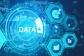 Big data analysis with AI technology for business analytics. Virtual computer screen. Royalty Free Stock Photo