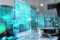 Big data analysis with AI technology for business analytics. Virtual computer screen. Royalty Free Stock Photo