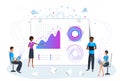 Big data analysis and analytics concept. Predictive data analysis for business strategy performance. Business team on meeting work Royalty Free Stock Photo