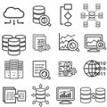 Big data, data analysis, computer and cloud computing line icons Royalty Free Stock Photo