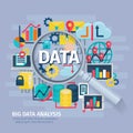 Big Data Analysis concept Flat Poster Royalty Free Stock Photo