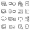 Big data, data analysis and data security line icons Royalty Free Stock Photo