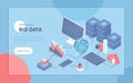 Big Data Analysis. Storage, Machine learning algorithms, Analyzing, Distribution Information, Reporting for optimization. Isometri Royalty Free Stock Photo