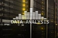 Big Data analysis text on server room background. Internet and modern technology concept Royalty Free Stock Photo