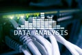 Big Data analysis text on server room background. Internet and modern technology concept Royalty Free Stock Photo