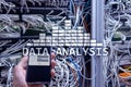 Big Data analysis text on server room background. Internet and modern technology concept Royalty Free Stock Photo