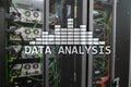 Big Data analysis text on server room background. Internet and modern technology concept Royalty Free Stock Photo