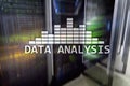 Big Data analysis text on server room background. Internet and modern technology concept Royalty Free Stock Photo